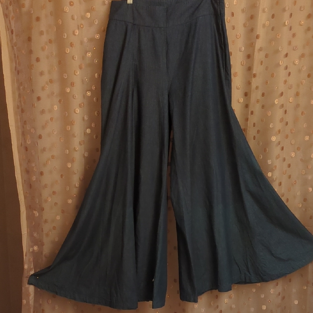 Women's Wide-Leg Blue Pants